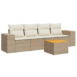 Maison Chic Salon de jardin avec coussins 5 pcs | Ensemble de Table et chaises | Mobilier d'Extérieur beige résine tressée -GKD85550