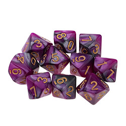 10x dés de jeu 16 dés 16mm dés pour jeux de société / enseignement des mathématiques violet et gris pas cher