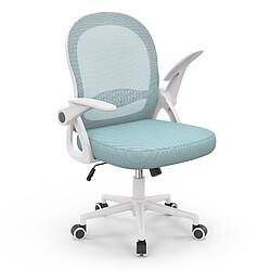 BIGZZIA Chaise de bureau | Fauteuil avec housse en maille respirante | ergonomique | accoudoirs rabattables & réglable en hauteur | Bleu