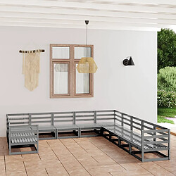 Maison Chic Salon de jardin 11 pcs - Table et chaises d'extérieur - Mobilier/Meubles de jardin Moderne bois de pin massif -MN48321