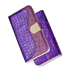 Acheter Wewoo Housse Coque Étui en cuir à rabat horizontal de texture de crocodile correspondant à la poudre de paillettes laser pour Huawei Nova 3iavec fentes cartes et support violet