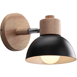 Stoex Ø15CM Applique Murale Rétro Moderne Applique Murale en Bois Et Métal Lampe Murale Simple, Angle Réglable, Pour Salon, Chambre À Coucher Noir E27