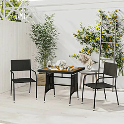 Maison Chic Mobilier à dîner de jardin 3 pcs,Table et chaises d'extérieur Résine tressée Noir -GKD691701