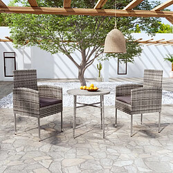 Salle à dîner de jardin 3 pcs,Table et chaise à manger Résine tressée Anthracite -MN86185