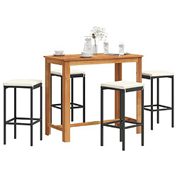 vidaXL Ensemble de bar de jardin 5 pcs noir bois massif acacia rotin