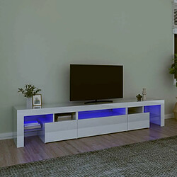 Maison Chic Meubles TV avec lumières LED - Banc TV pour salon Blanc brillant 215x36,5x40 cm -MN38409