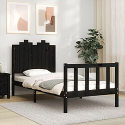 Avis Maison Chic Lit adulte - Cadre Structure de lit avec tête de lit Contemporain noir 90x200 cm bois massif -MN97079