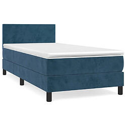 Maison Chic Lit Adulte - Lit simple Lit à sommier tapissier avec matelas moelleux - Meuble de Chambre - Bleu foncé 90x200 cm -MN42978