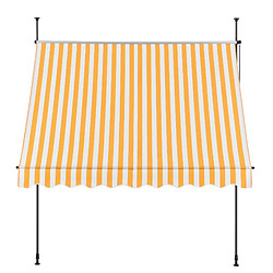 Acheter Store Banne Manuel Rétractable pour Terrasse Marquise Soleil de Balcon Auvent Téléscopique Hauteur et Inclinaison Réglable Sans Perçage Acier Polyester 200 x 120 x 200-300 cm Jaune Blanc [pro.tec]