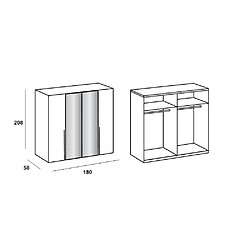 Avis Inside 75 Armoire 4 portes 2 miroirs WILMA 180 cm chêne naturel