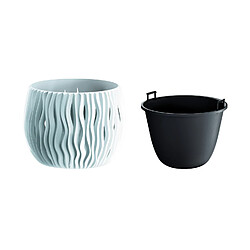 Pot de fleurs avec bol de Prosperplast Sandy DSK180 S449 blanc