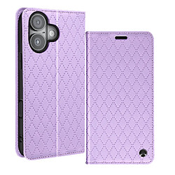 Avizar Étui Folio pour iPhone 16 Losange Porte cartes Support Vidéo Violet