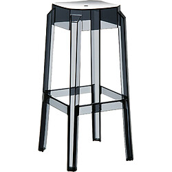 Decoshop26 Tabouret de bar x1 intérieur ou exterieur design moderne plastique couleur noir transparent 10_0004873