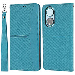 Etui en PU texture tissée légère avec support bleu pour votre Honor 50