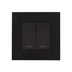 Ledkia Interrupteur Double Bouton-Poussoir avec Cadre PC Modern Noir