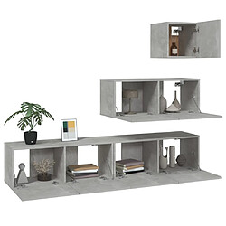 Avis vidaXL Ensemble de meubles TV 4 pcs Gris béton Bois d'ingénierie