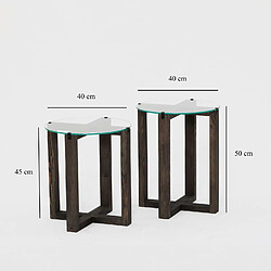 Avis Toilinux Lot de 2 tables d'appoint Galadron en verre et bois - Transparent et gris foncé