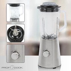 Avis Blender Mixeur, Récipient en Verre de 1,0 Litre, 2 Vitesses+Fonction d'impulsion, 500, Argent, Proficook, UM 1213