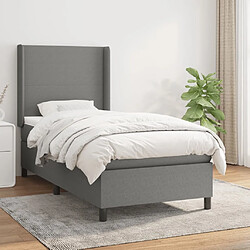 Maison Chic Lit Adulte - Lit simple Lit à sommier tapissier avec matelas moelleux - Meuble de Chambre - Gris foncé 100x200cm Tissu -MN14285