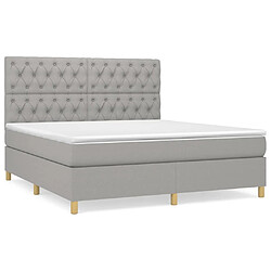 vidaXL Sommier à lattes de lit avec matelas Gris clair 160x200cm Tissu