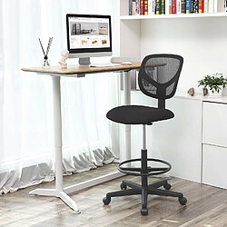 Avis Songmics Tabouret avec Repose-Pieds Circulaire, Hauteur réglable, Siège Ergonomique Rotatif, Fauteuil de Bureau sans accoudoirs, Revêtement de l’Assise en Tissu, Charge maximale 120 kg, Noir OBN15BK