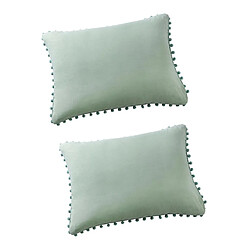 Avis 2 Pcs de couleur unie pure canapé lit Throw oreiller couverture 51x66cm vert clair