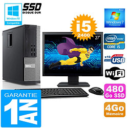 PC DELL 990 SFF Core I5-2400 Ram 4Go Disque 480 Go SSD Wifi W7 Ecran 27" - Occasion