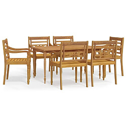 Salle à dîner de jardin 7 pcs,Table et chaise à manger Bois de teck solide -MN34330