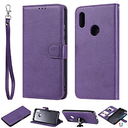 Wewoo Housse Coque Pour Huawei Honor 8A / Y6 2019 Étui de protection à rabat horizontal de couleur unie avec support et fentes cartes et portefeuille et cadre photo et lanière violet