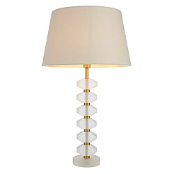 Endon Lampe de table avec base et abat-jour en cristal givré et tissu en mélange de lin ivoire