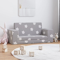 vidaXL Canapé-lit enfant 2 places gris clair étoiles peluche douce