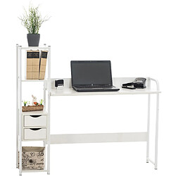 Decoshop26 Bureau style industriel avec étagère et espace de rangement table d'ordinateur en MDF blanc BUR10507