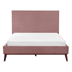 Acheter Beliani Lit double en velours rose 140 x 200 cm BAYONNE