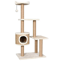 Helloshop26 Arbre à chat meuble tour grimper jouet grattage grattoir escalade plateforme avec griffoirs 123 cm herbiers marins Beige 02_0022445