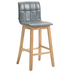 Decoshop26 Lot de 2 tabourets de bar desing moderne assise avec couture carré en PVC gris 10_0004055