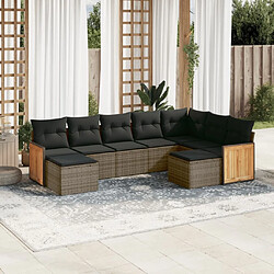 Maison Chic Salon de jardin 9 pcs avec coussins | Ensemble de Table et chaises | Mobilier d'Extérieur gris résine tressée -GKD66498