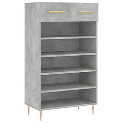 Maison Chic Armoire à Chaussures Gris béton,Meuble de Rangement à Chaussures 60x35x105 cm bois d'ingénierie -MN37272