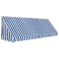 Maison Chic Store banne | Auvent de bistro porte | Marquise Brise-soleil 350x120 cm Bleu et blanc -GKD87229