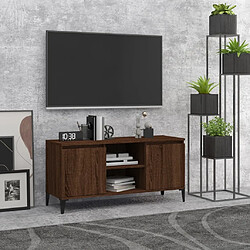 Maison Chic Meuble TV scandinave avec pieds - Banc TV pour salon en métal Chêne marron 103,5x35x50 cm -MN28677