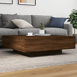 ComfortXL Table Basse Avec Lumières LED Chêne Marron 100x100x31 Cm