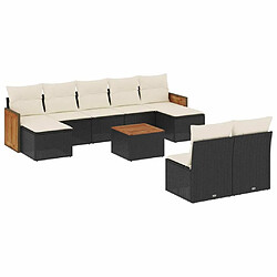 Maison Chic Salon de jardin 10 pcs avec coussins | Ensemble de Table et chaises | Mobilier d'Extérieur noir résine tressée -GKD87480