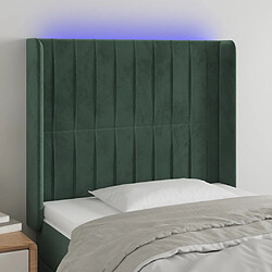 Maison Chic Tête de lit moderne à LED lumineuse pour chambre - Décoration de lit Vert foncé 93x16x118/128 cm Velours -MN21637