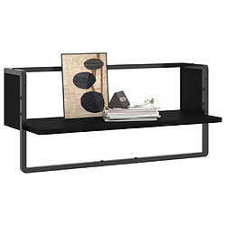 Avis Maison Chic Étagère murale flottante,Etagère de rangement avec barre noir 65x25x30 cm -MN14699