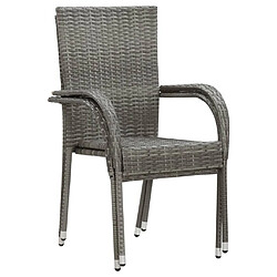 Acheter Salle à manger de jardin 3 pcs,Table et chaise à dîner Gris -MN69315