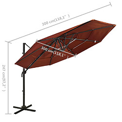 vidaXL Parasol de jardin à 4 niveaux avec mât en aluminium terre cuite pas cher