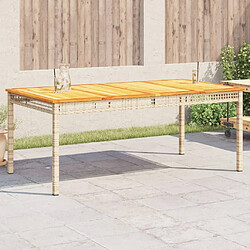 Maison Chic Table de jardin | Table d'extérieur beige 180x90x75 cm résine tressée et acacia -GKD62097