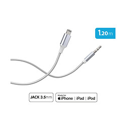 Force Power Câble Audio Lightning vers Jack 3.5mm en Nylon Tissé Renforcé 1,2m Blanc