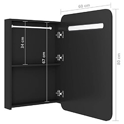 vidaXL Armoire de salle de bain à miroir LED noir 60x11x80 cm pas cher