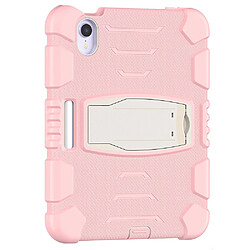 Coque en TPU quatre coins améliorés avec béquille rose/blanc pour votre iPad mini (2021)