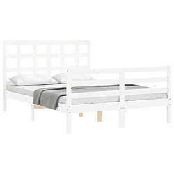 Avis Maison Chic Cadre/structure de lit avec tête de lit pour adulte - Lit Moderne Chambre blanc 140x190 cm bois massif -MN25040